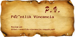 Pántlik Vincencia névjegykártya